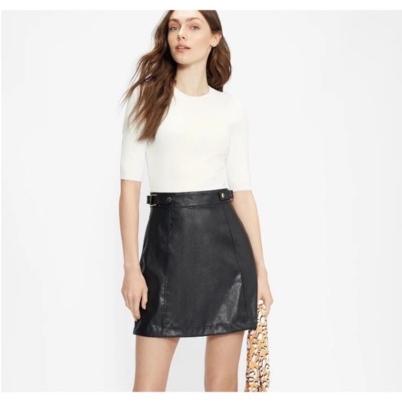 Ted Baker Koco Black Faux Leather Mini Dress Sz US 2 Or Ted Sz 0 - Picture 1 of 6